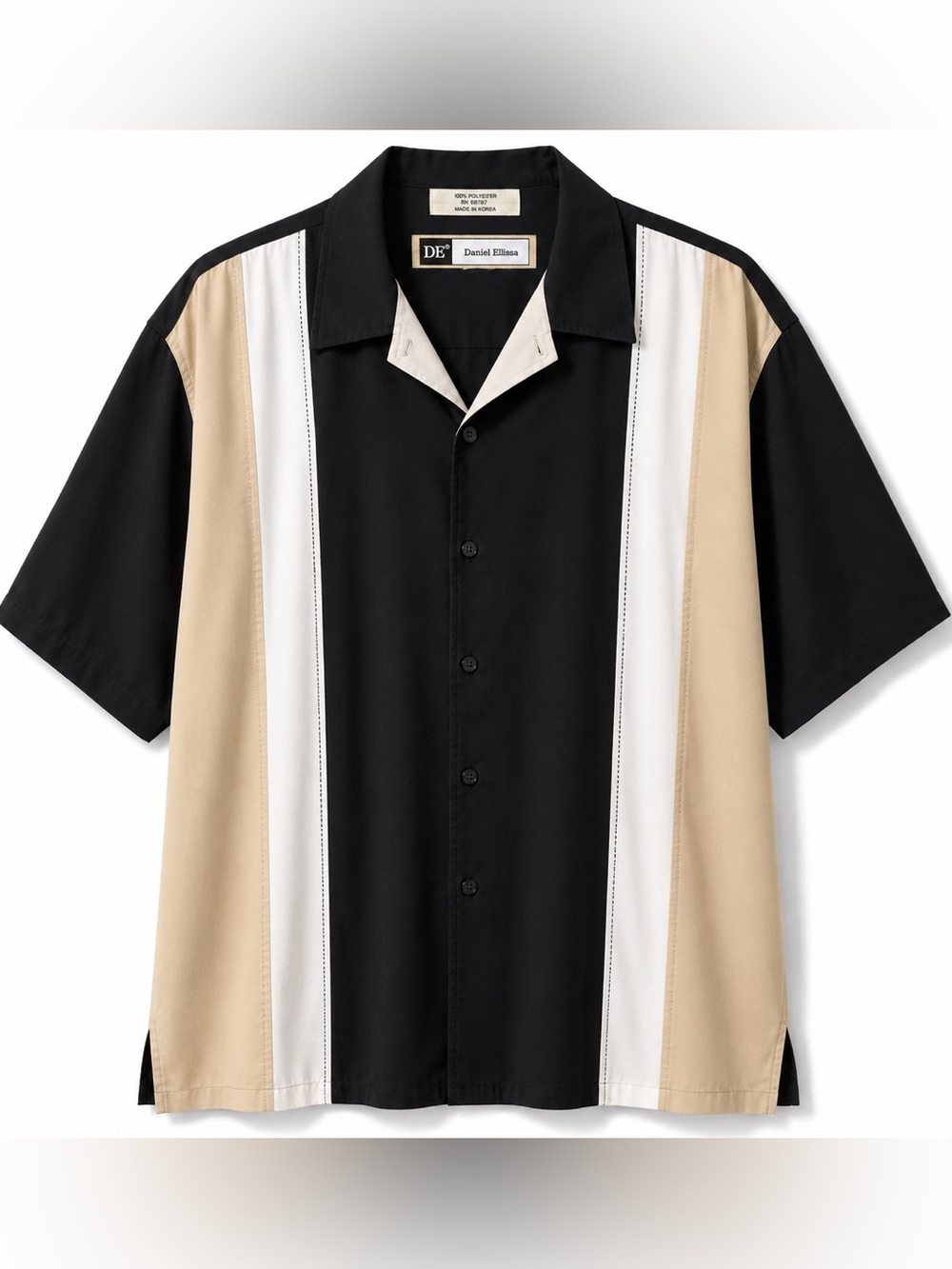 Vintage Daniel Ellissa Bowling Shirt Lot 2 Resort Vacation Black Tan Retro SZ XL - Picture 2 of 5